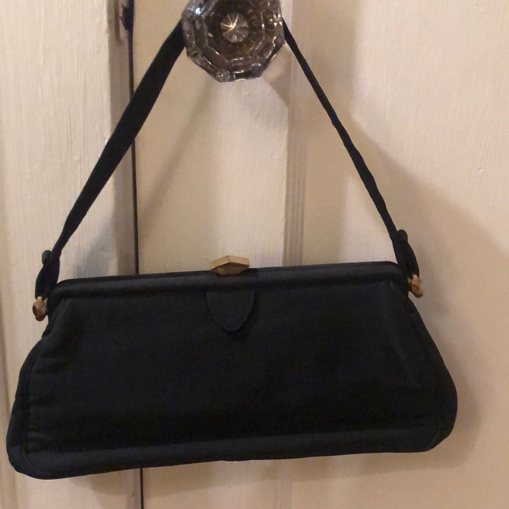 Vintage Black handbag with gold clasp